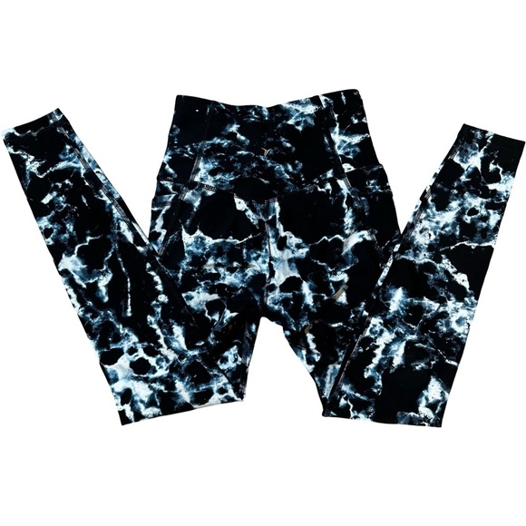 Old Navy Active Leggings Black White Marble Print Size XS - Picture 2 of 5